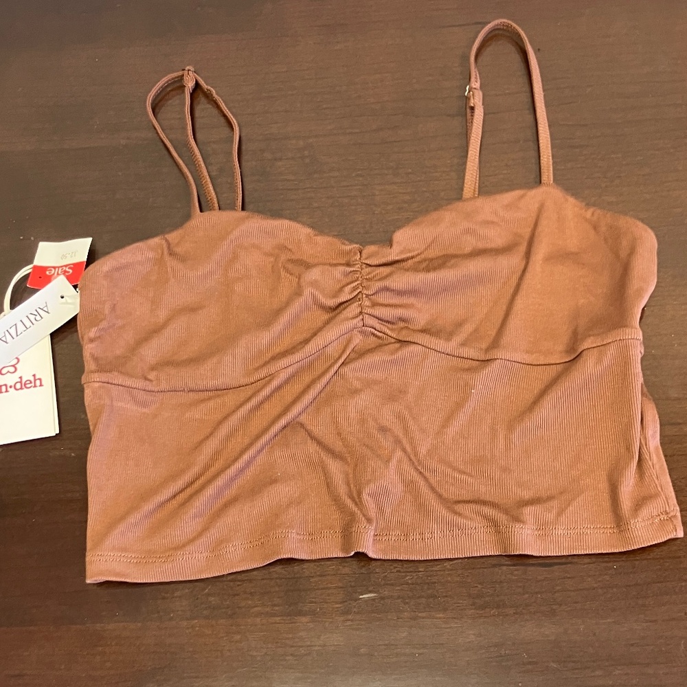 Aritzia Sundeh Brown This Strap Crop Top